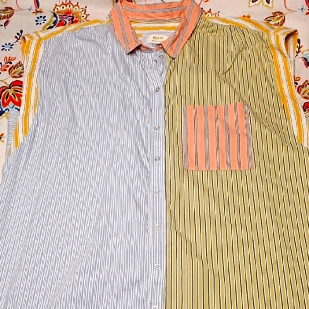 Colorblock Striped Shirt Dress